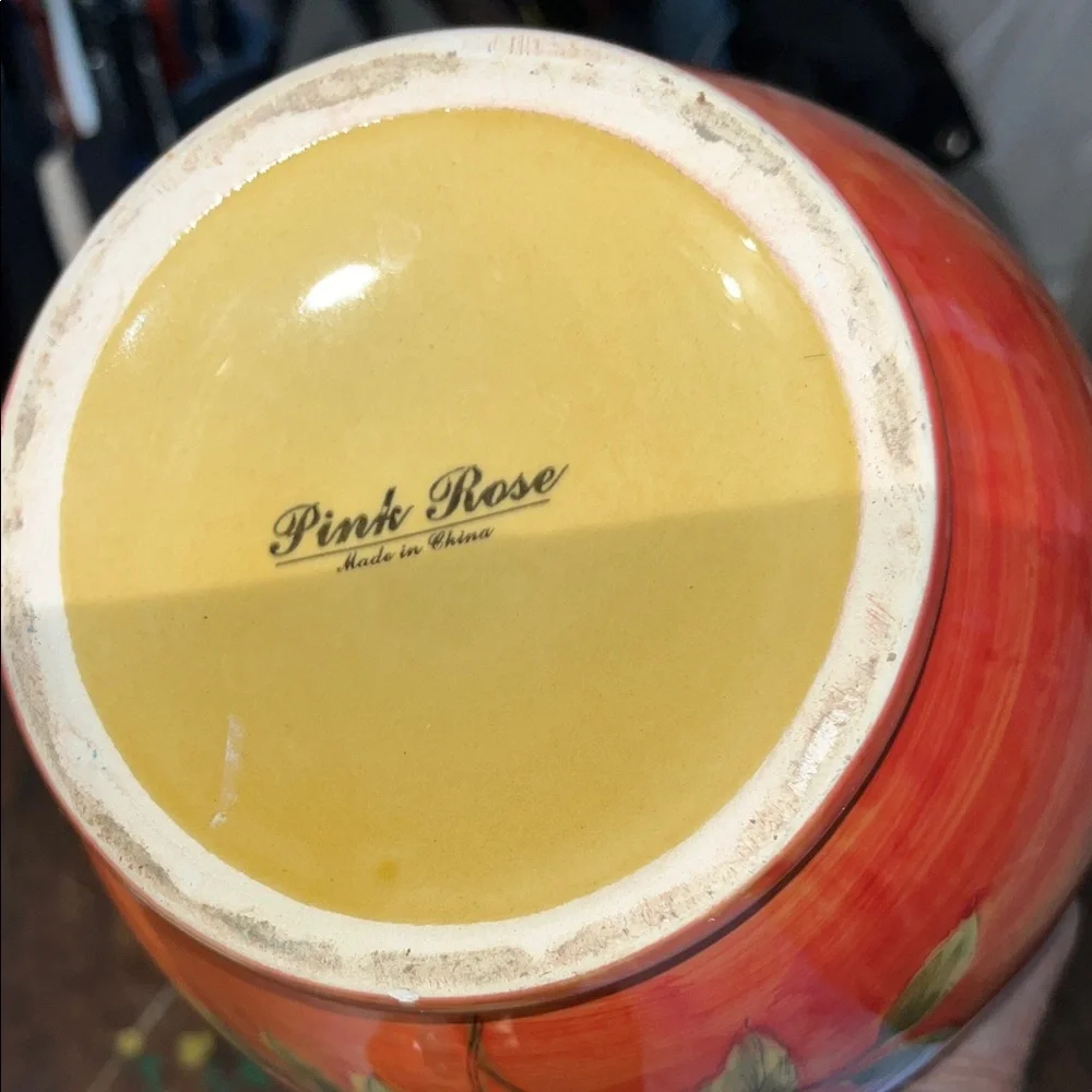 Pink Rose Multicolor Ceramic Storage Jar